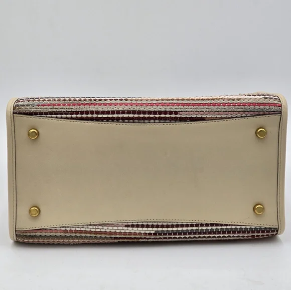 Coach Field Tote In Upwoven Leather, Chalk Multi - Picture 4 of 16